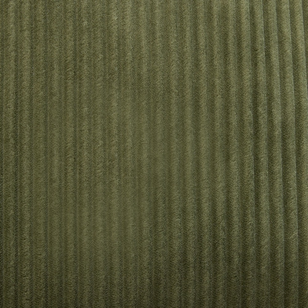 Green Corduroy Sofa w/ Back Cushions & Throw Pillows, Medium-Soft Foam Seat