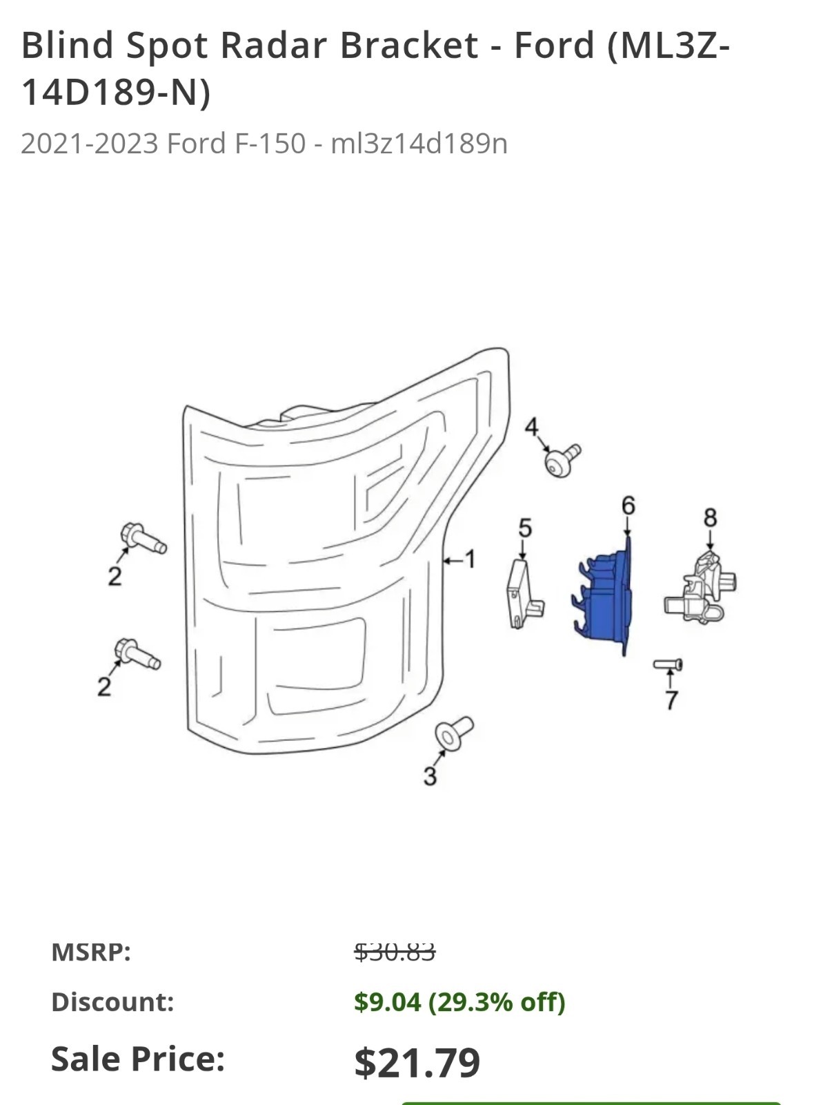 ML3Z-14D189-N blind Spot RADAR BRACKET