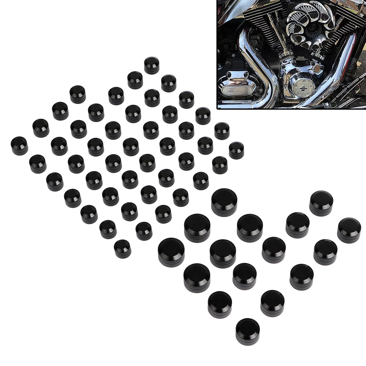 Black Engine Bolt Topper Cover Cap Fit For Harley Touring Road Glide Ultra FLTRU