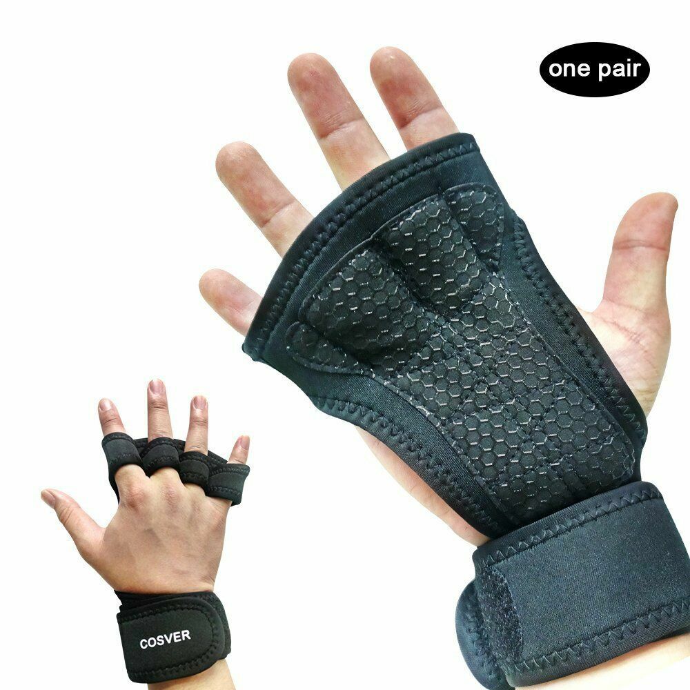 Crossfit Training Weightlifting Gloves W. Wrist Wraps Non Slip Hand Protection M