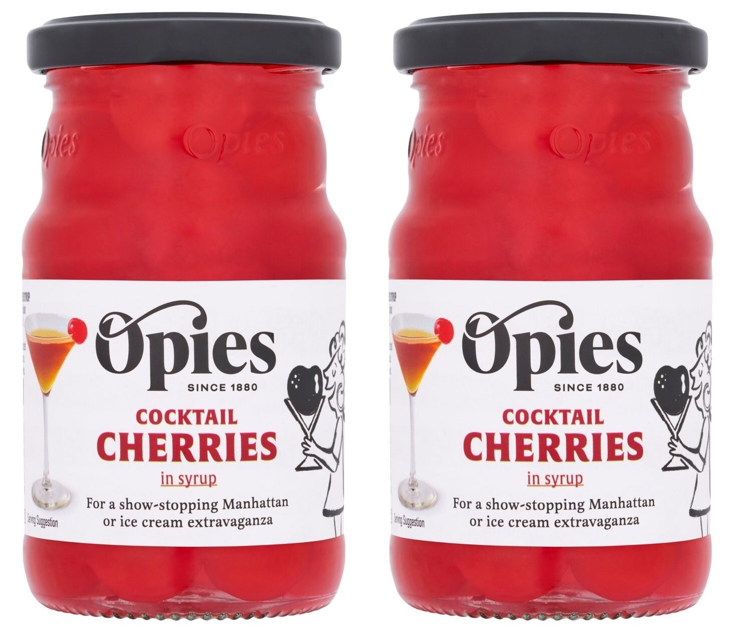 Opies Cocktail Cherries Maraschino 225g PACK OF 2