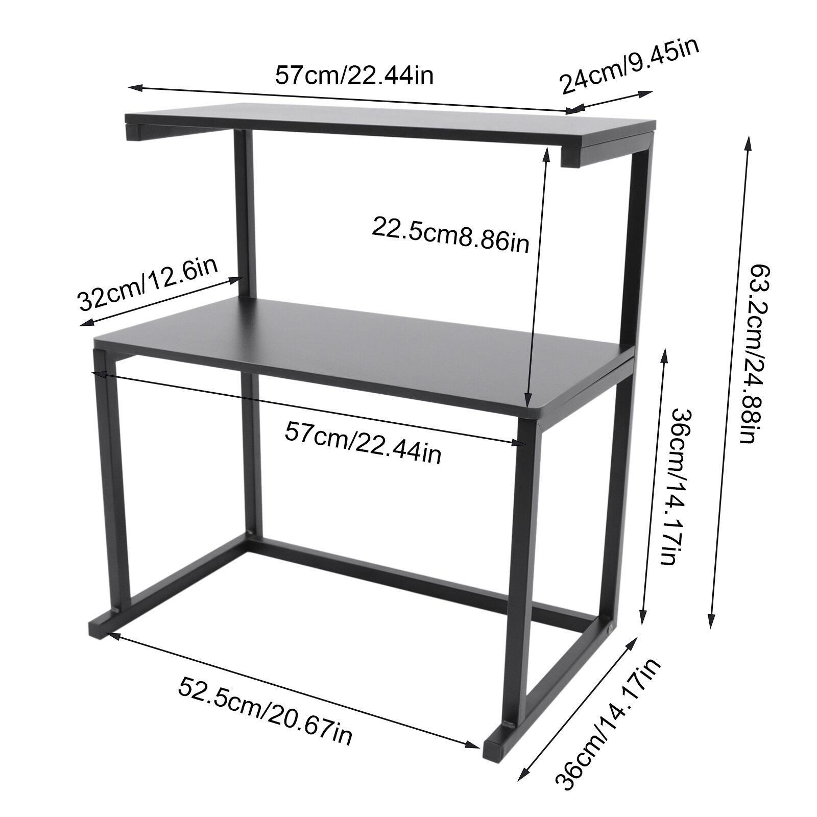 Table Storage Shelf 3-Tier Home Office Desktop Storage Rack Desk Printer Stand