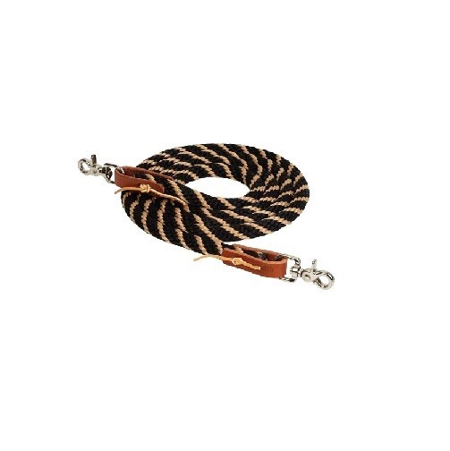 Horse Reins Weaver Equine Poly Roper 8' x 5/8" with Scissor Snaps Brown Black