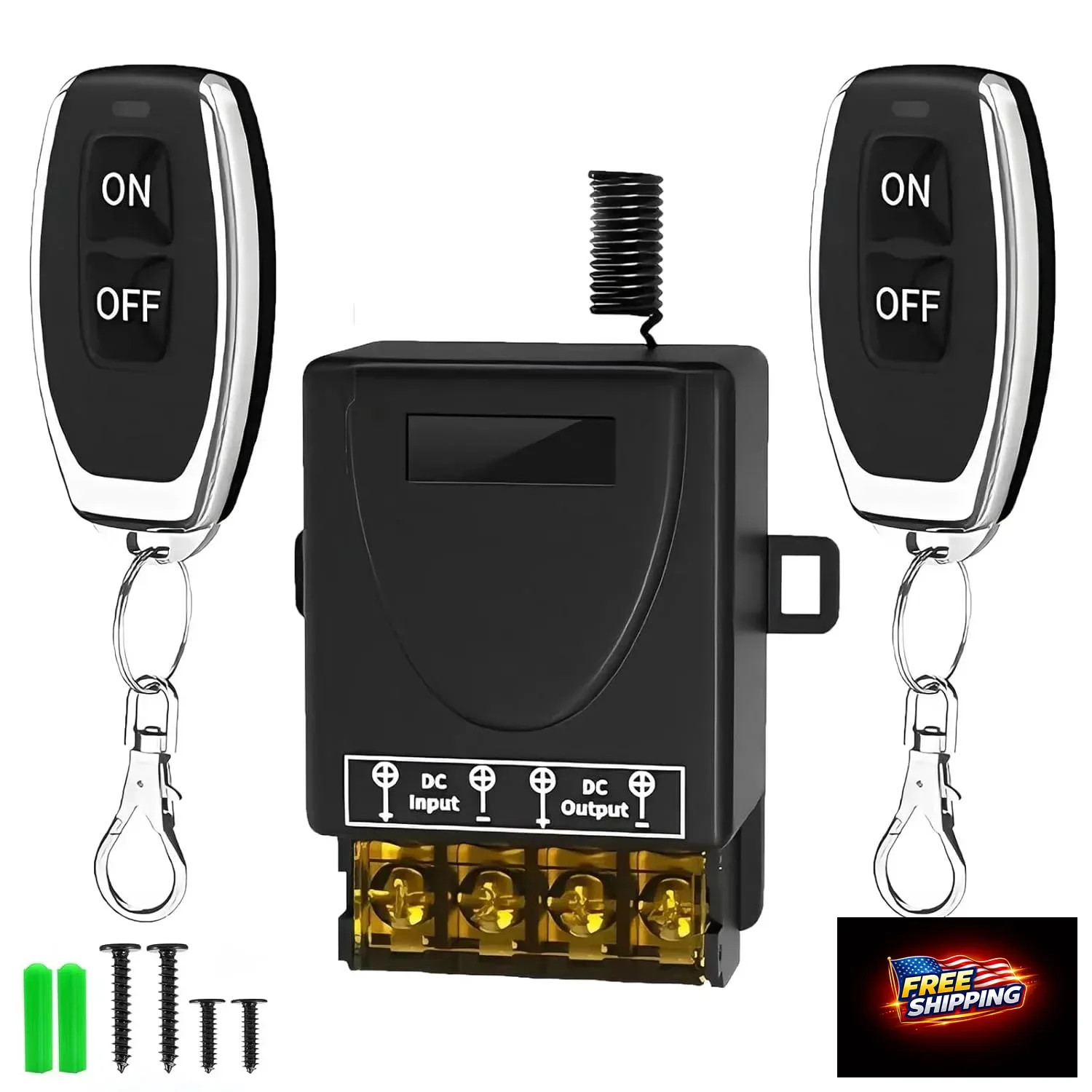 12V Wireless Remote Switch 30A RF Relay 328ft DC 12-72V Garage Motor