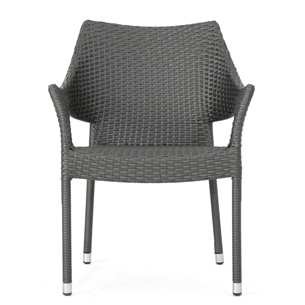 Grey 9-Piece PE Rattan Dining Set w/ Table & 8 Chairs for Patio Garden