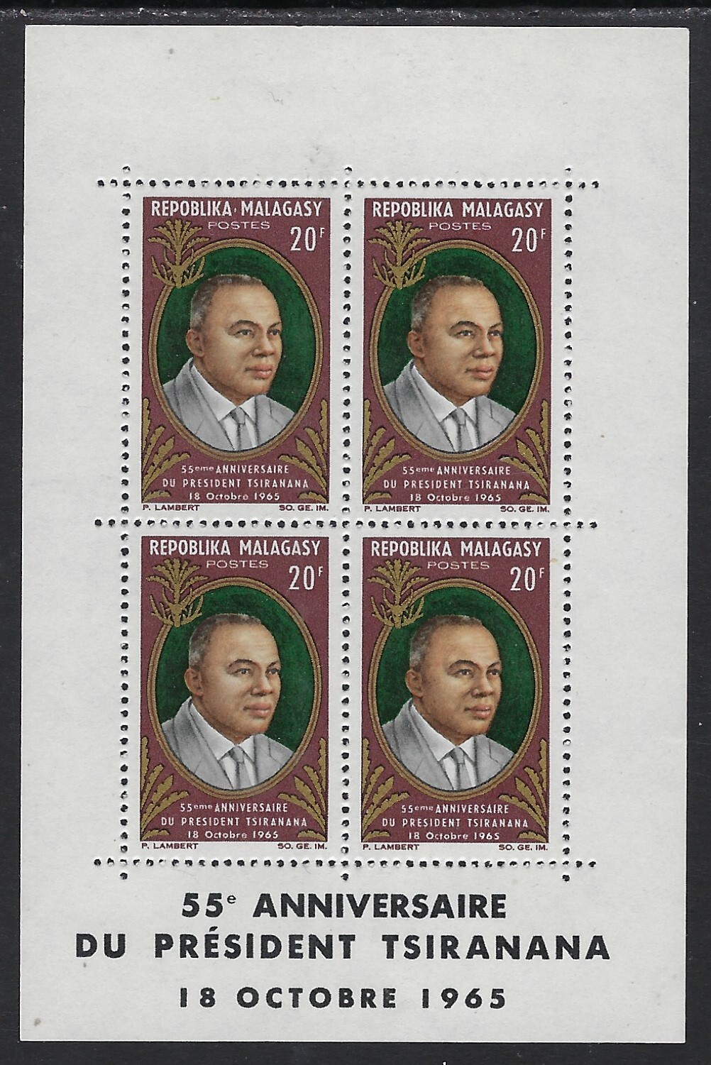 Souvenir Sheet from Malagasay..........34P ............R-1123-x