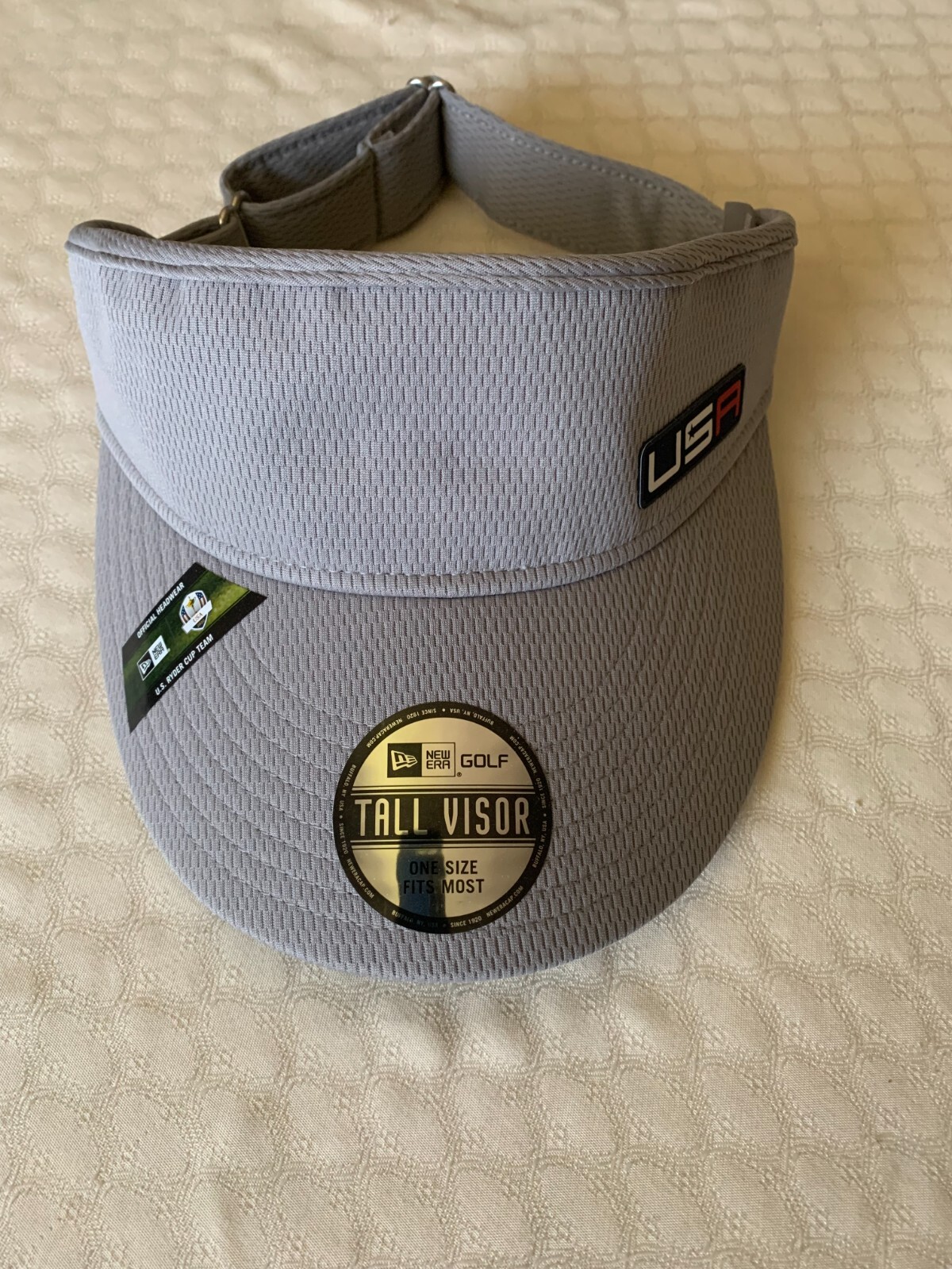 New U.S. RYDER CUP TEAM Golf Gray Tall Sun Visors Adjustable USA Logo B