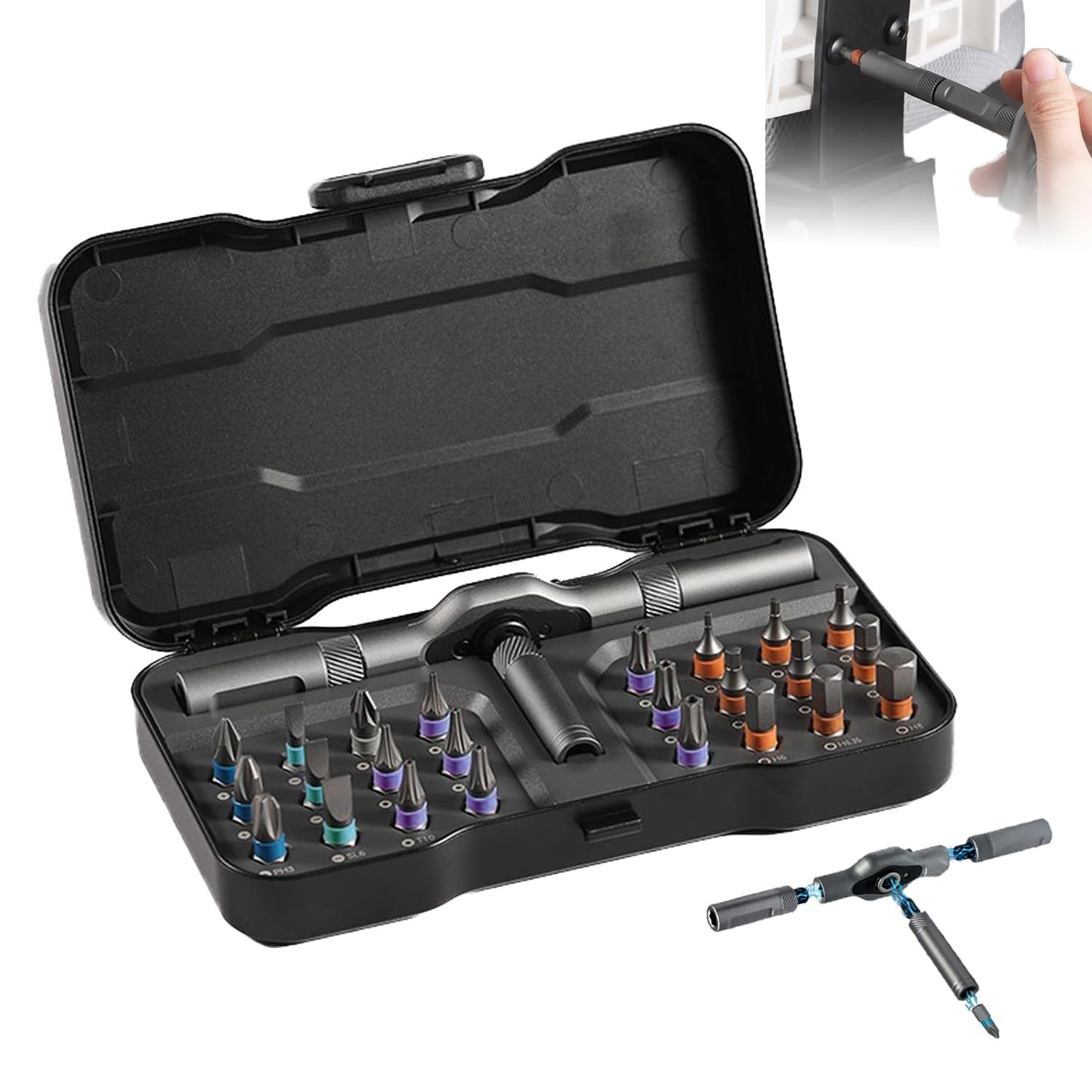 24 in 1 Magnetic Ratchet Screwdriver Set, Allen Wrench Ratchet Set, 24 in 1 D...