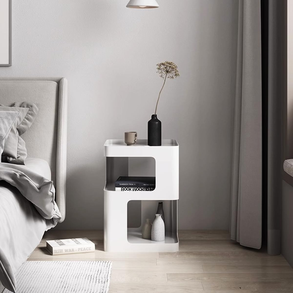 Modern Metal Side Table with Storage,Small End Table for Sofa & Couch,3-Tier Com
