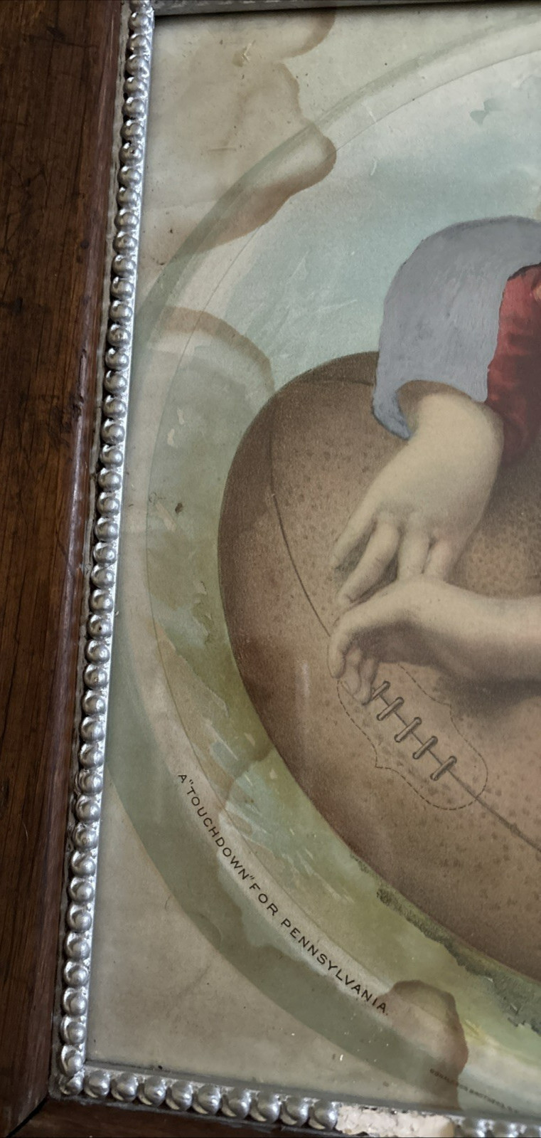 VERY RARE A “TOUCHDOWN” FOR PENNSYLVANIA 1893 LITHOGRAPH BY DONALDSON & BROS NY