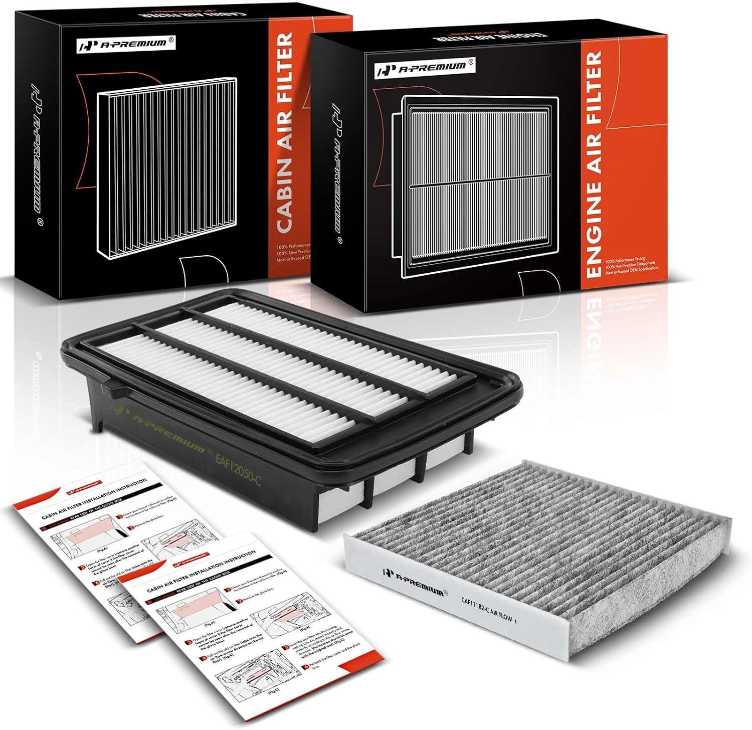 2-PC Engine & Cabin Air Filter with Activated Carbon Compatible with Honda CR
