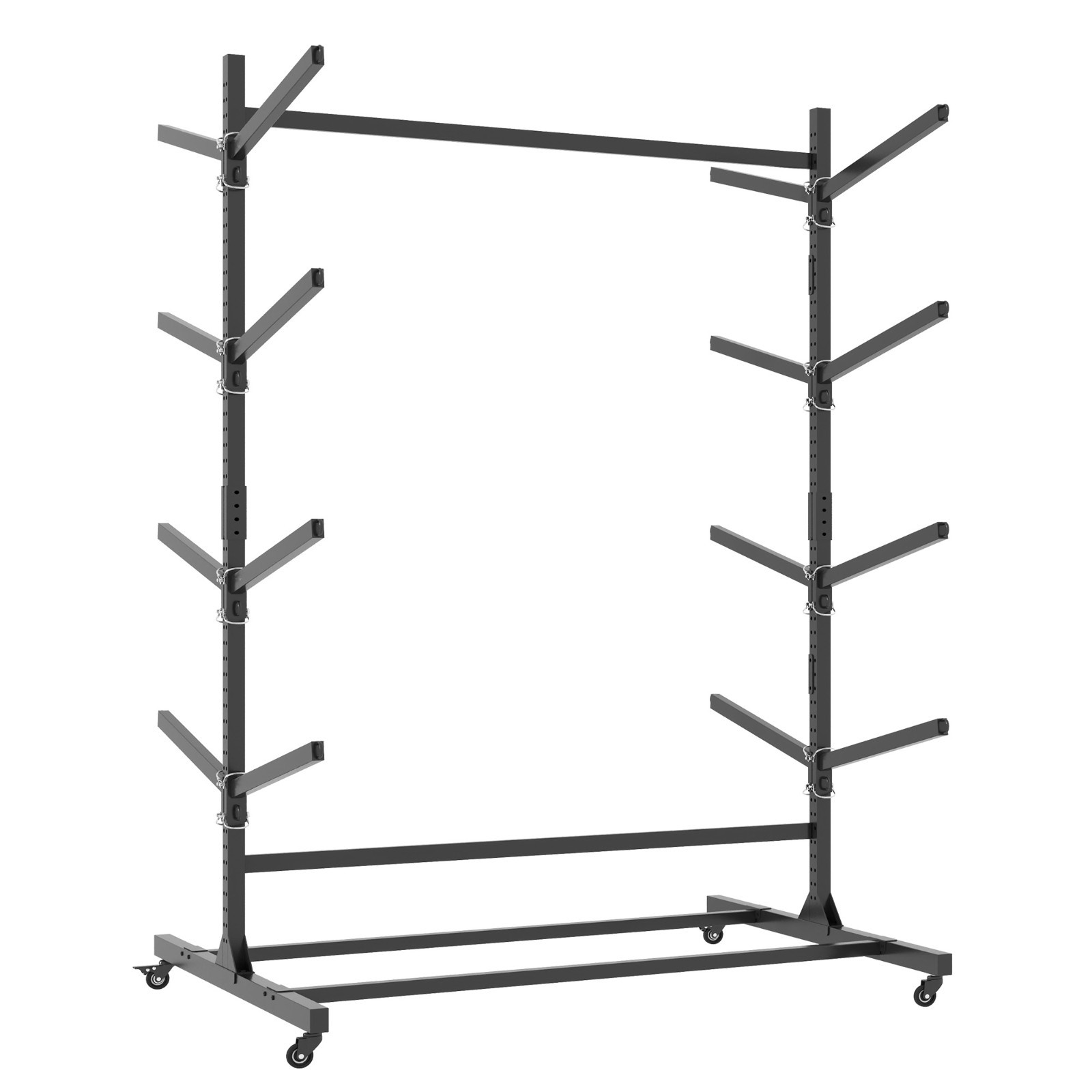 Heavy Duty 8-Kayak Freestanding Rack with Wheels, Adjustable 82"H
