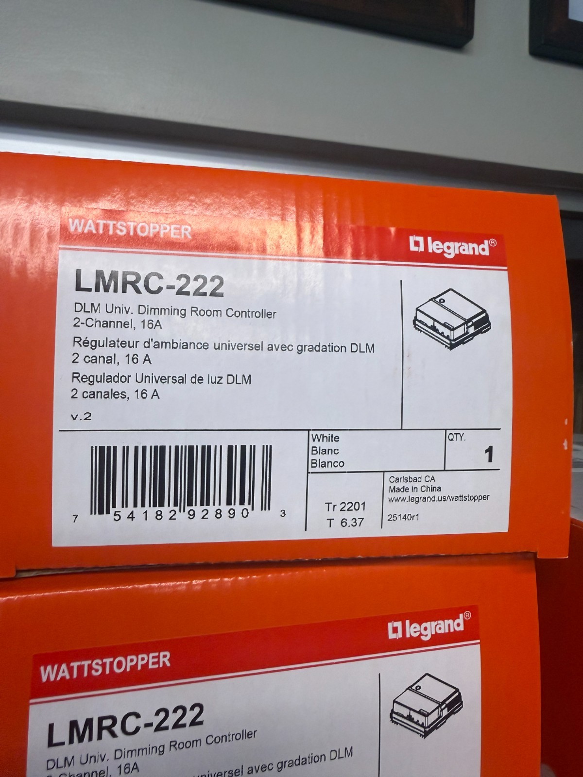 NEW WATTSTOPPER LMRC-222 DLM 2-LOAD PHASE DIMMING ROOM CONTROLLER 120/277V 16A
