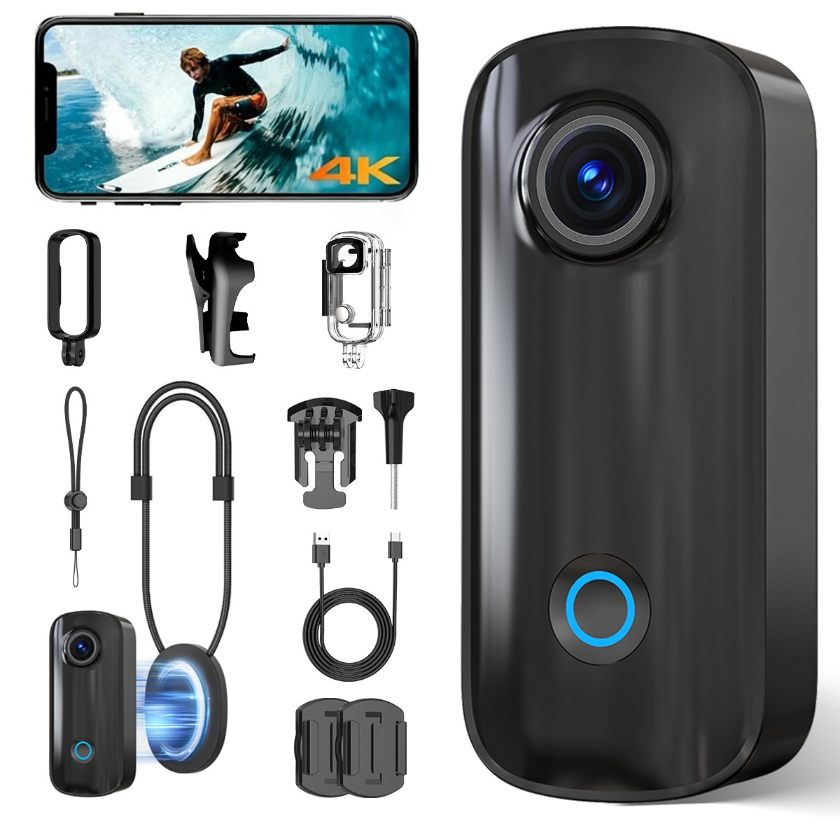 SJCAM C100+ Action Camera 4K WiFi Mini Body Camera Hands-Free Vlogging Camera