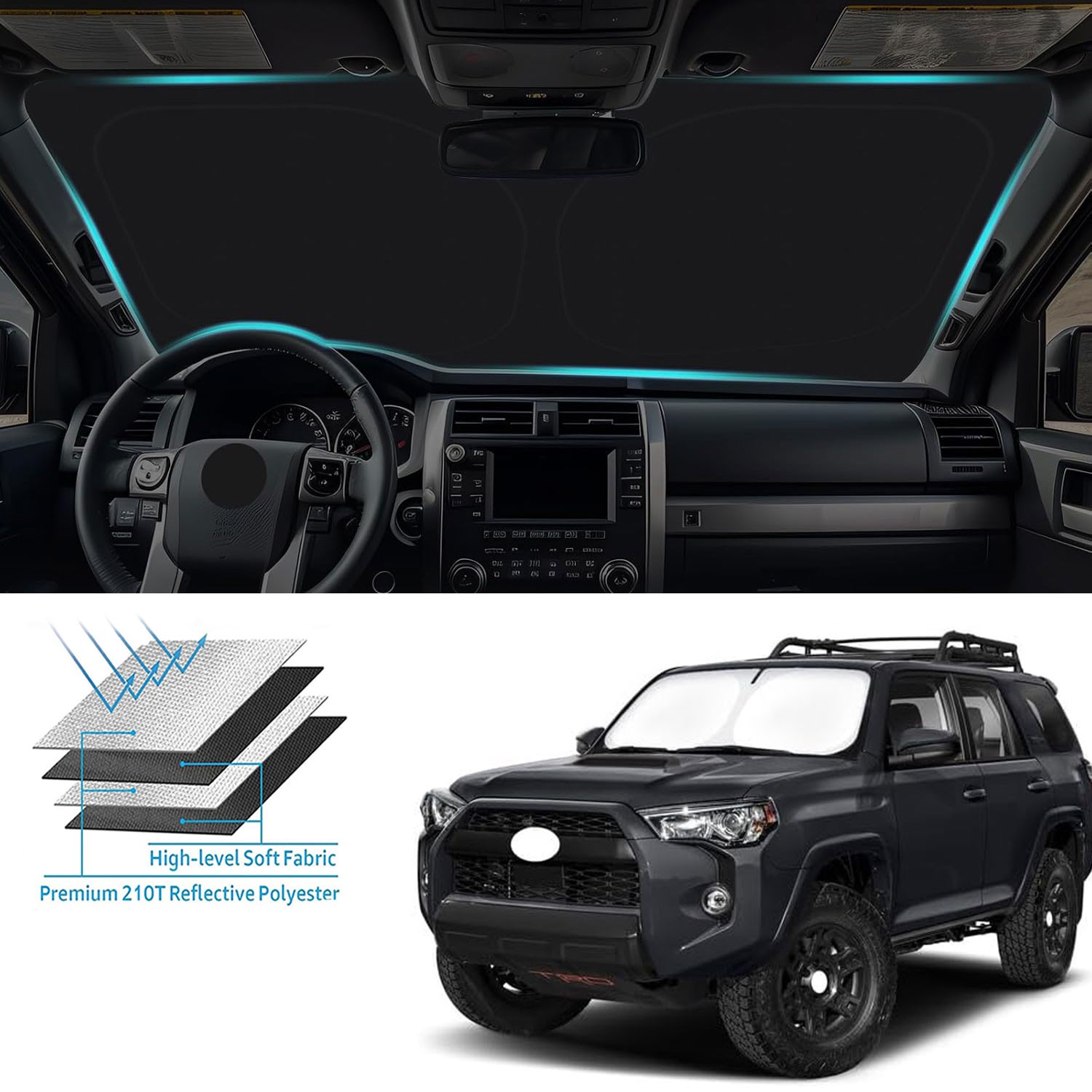 Car Windshield Sunshade Foldable Visor For 2010-2025 Toyota 4Runner Accessories