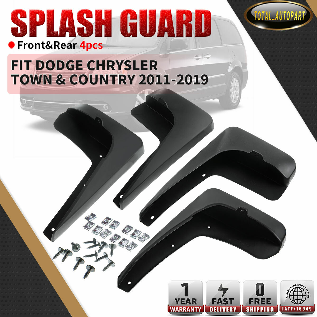 4x RH + LH Splash Guards Mud Flaps for Dodge Grand Caravan Town & Country 11-17