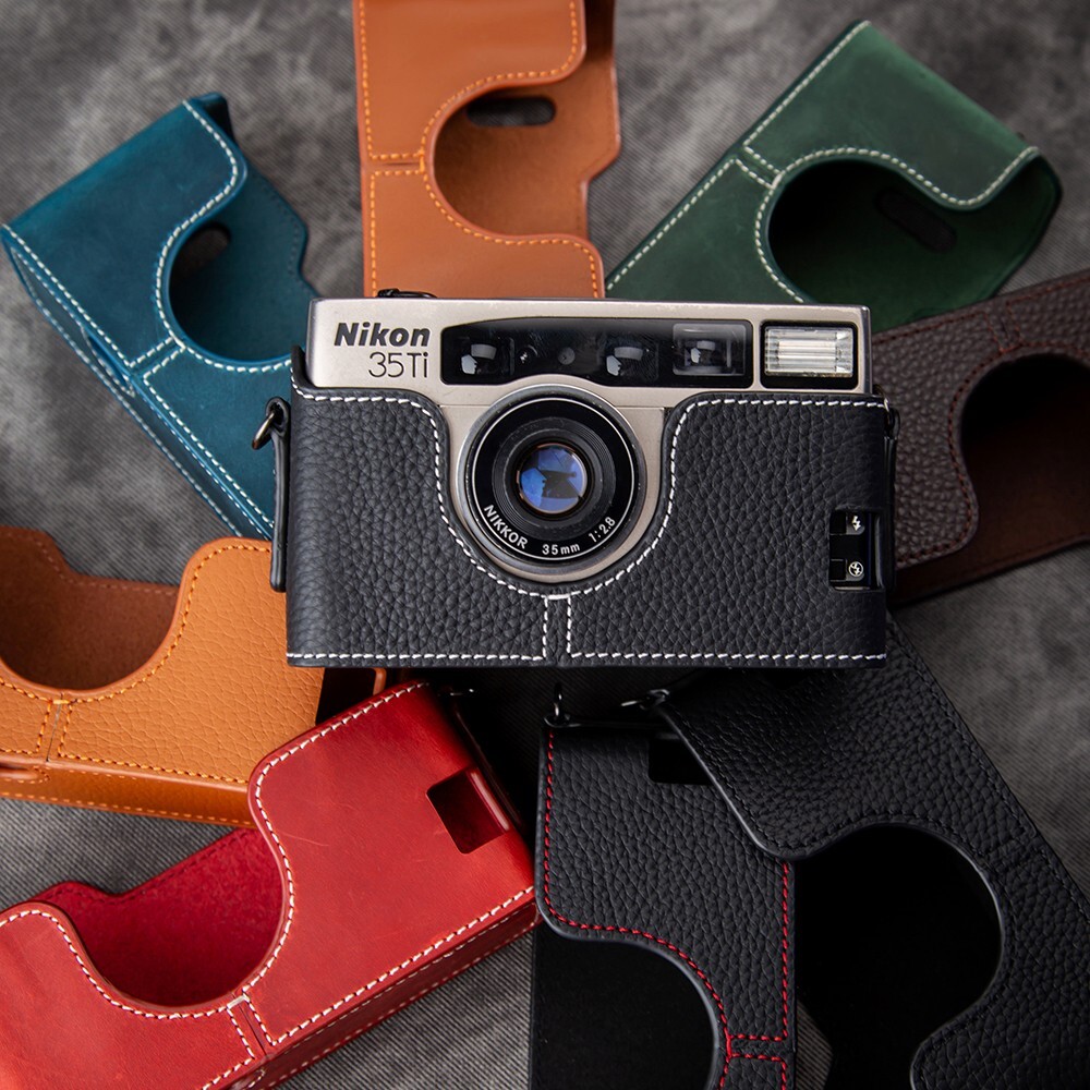 For Nikon 35Ti 28TI Handmade Genuine Real Leather Half Camera Case Bag Cover