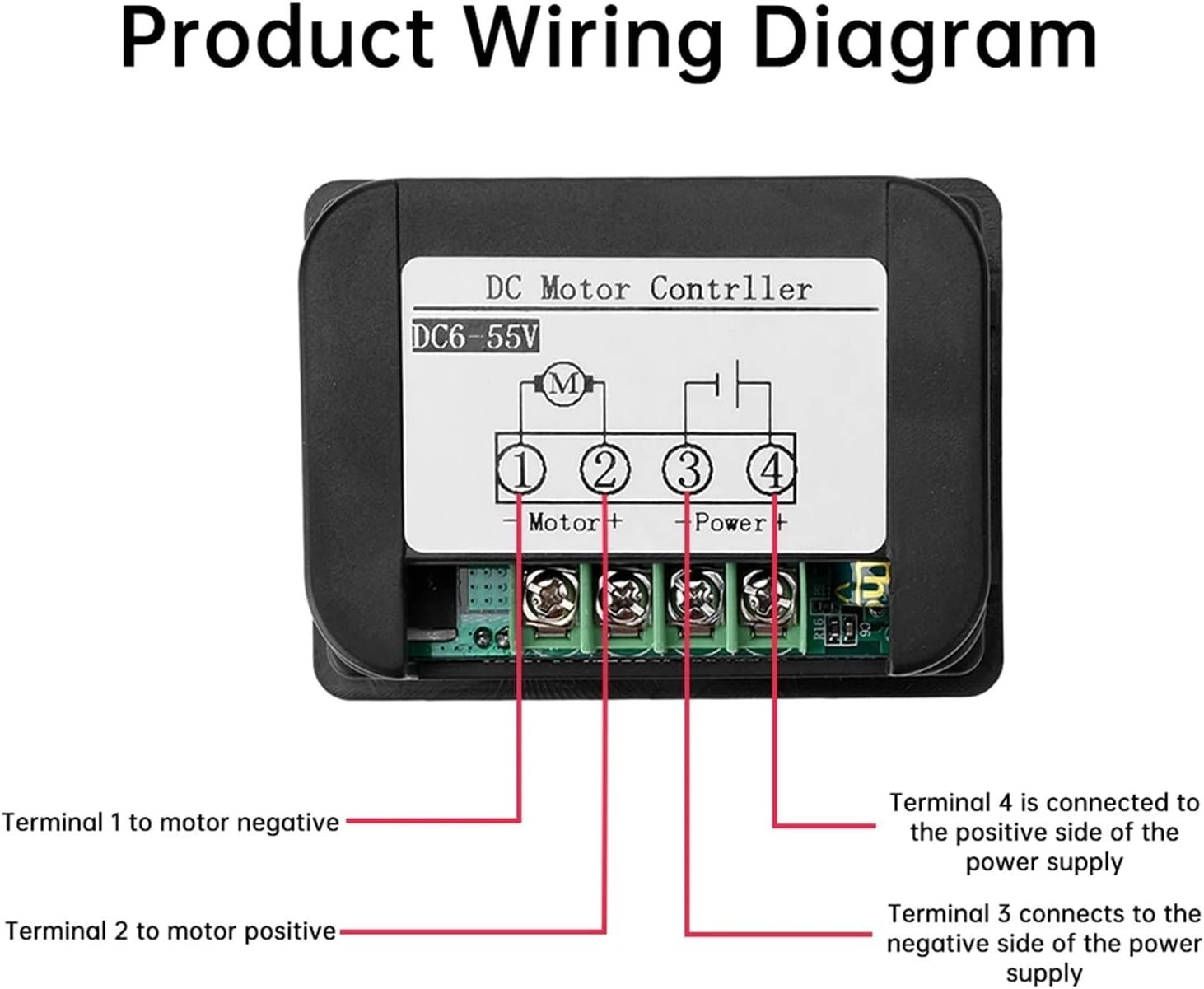 Intelligent DC Brush Motor Speed Controller Forward and Reverse DC6-55V 15A PWM