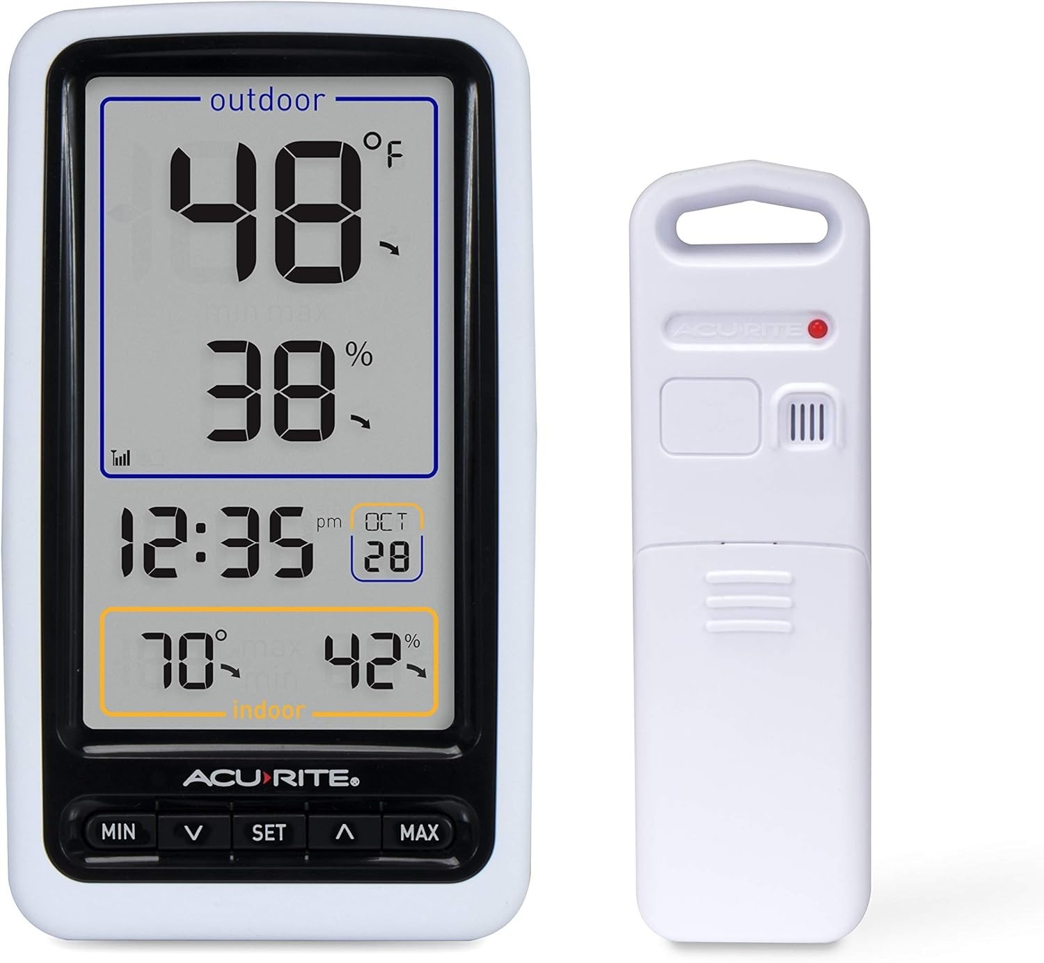 Large Display Wireless Thermometer with Trend Indicators and Humidity Tracking