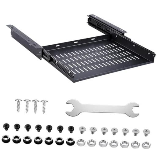 Sliding Under Desk Laptop Mount Shelf with Air Vents 16.3" W x 12" D Metal