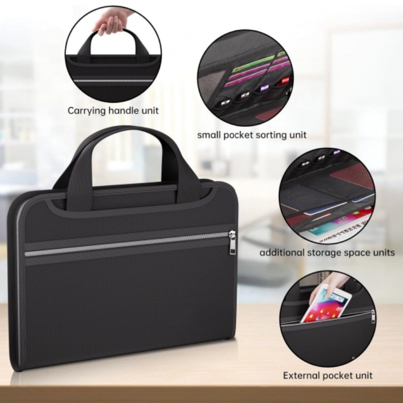 Fireproof Accordion File Organizer with Handle,Transparent Expanding File Folder