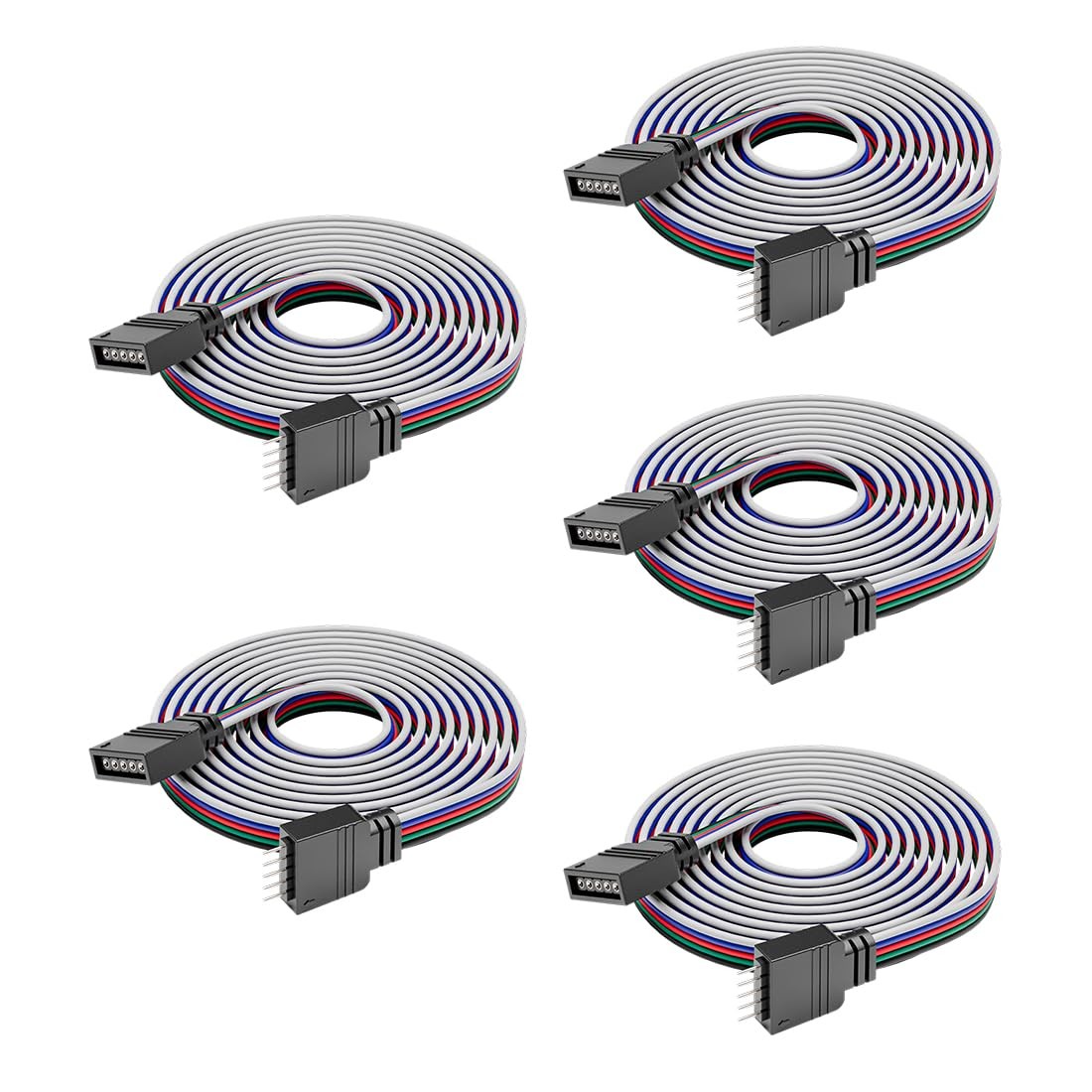3.28 Ft 1m 22AWG 5 Pin JST Male Female Extension Cable Plug FCOB LED 5 PCS