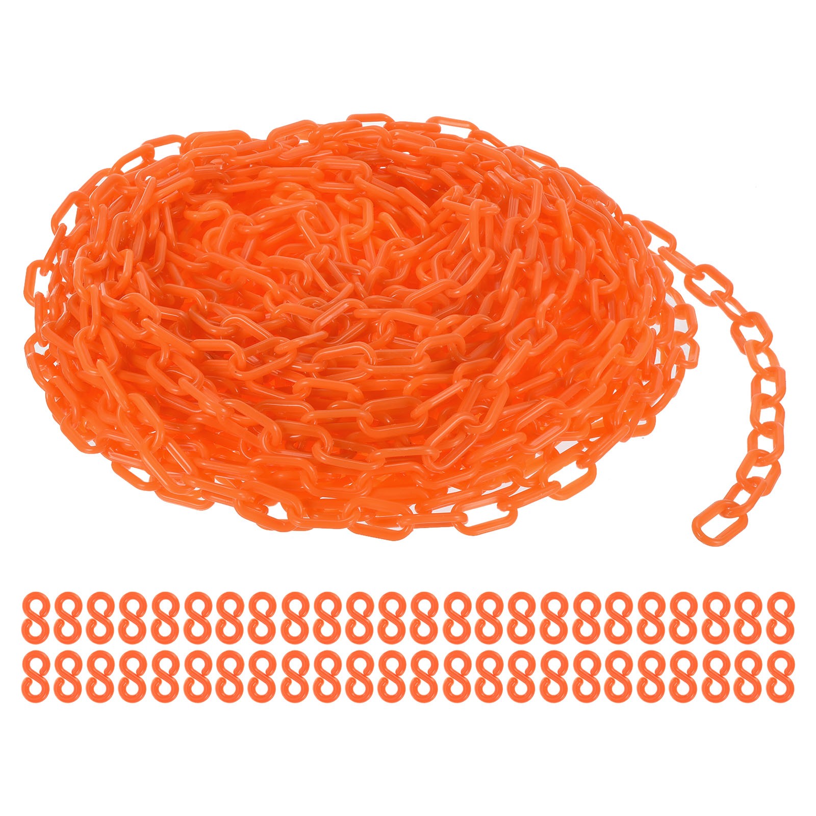 Plastic Chain Links, 100 Foot Safety Barrier Chain Orange
