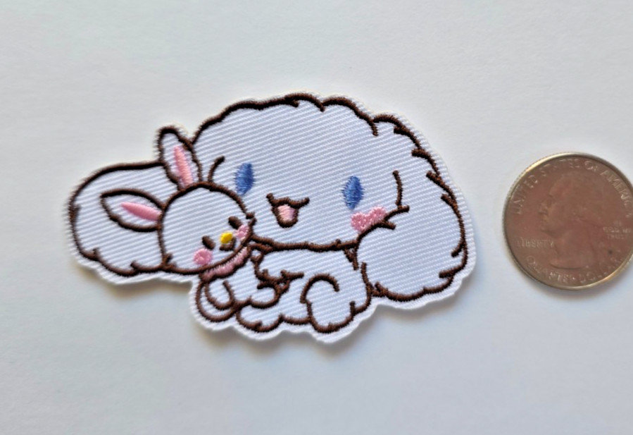 Cinnamoroll With Bunny  Rabbit Doll Kawaii Embroidered Iron on Sew On Patch