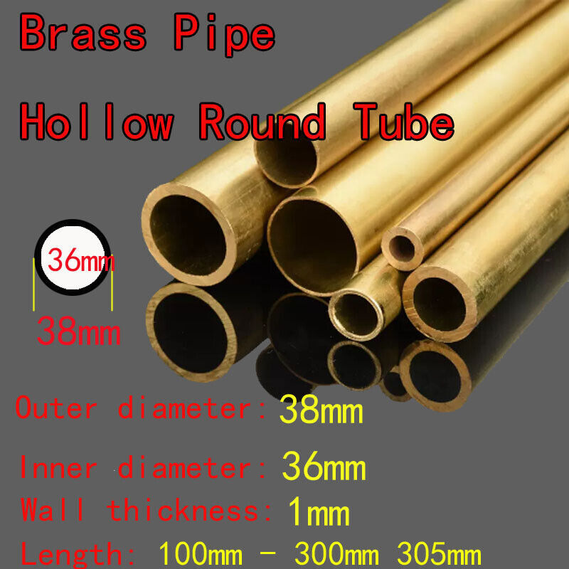 1pcs OD 38mm ID 36mm Brass Pipe Hollow Round Tube 100mm-305mm Length 1mm Thick