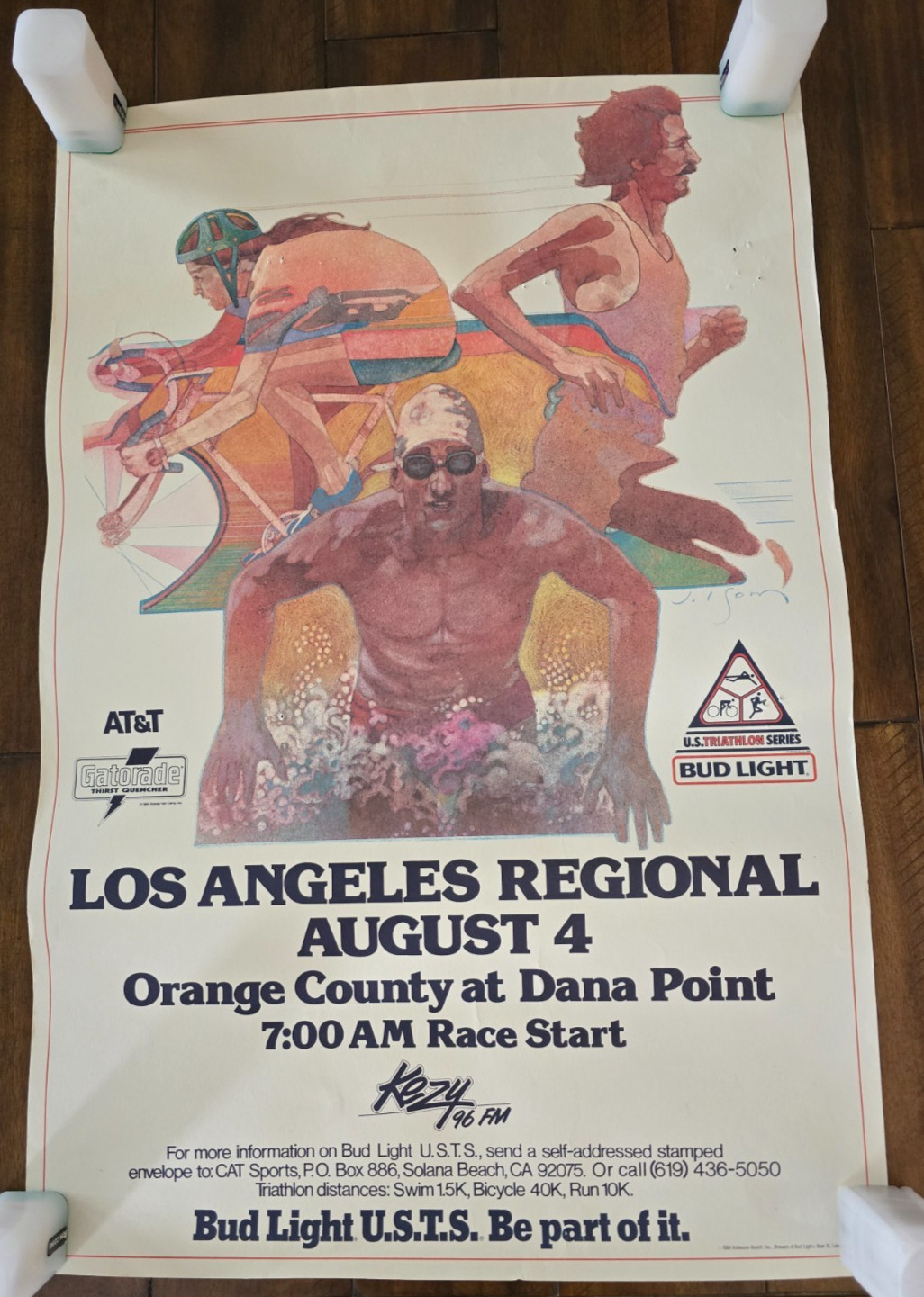 Vintage Bud Light USTS Poster 1982 United States Triathlon Series Los Angeles