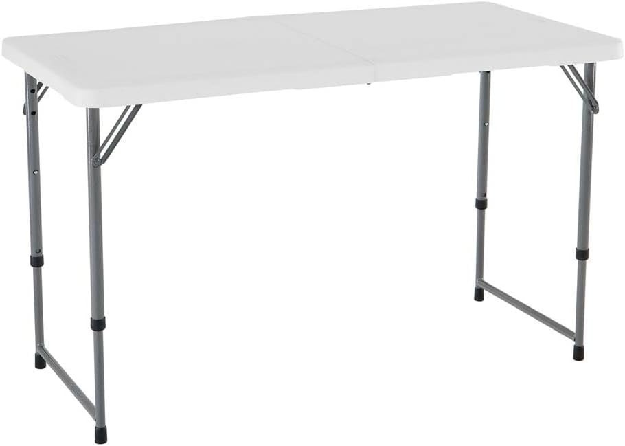 Lightweight 4-Foot Foldable Table with Adjustable Height for Contemporary Living