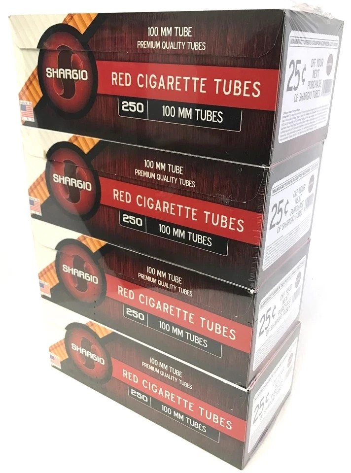 Shargio Red Full Flavor 100s 100mm Cigarette Filter Tubes - 4 Boxes (1000 Tubes)