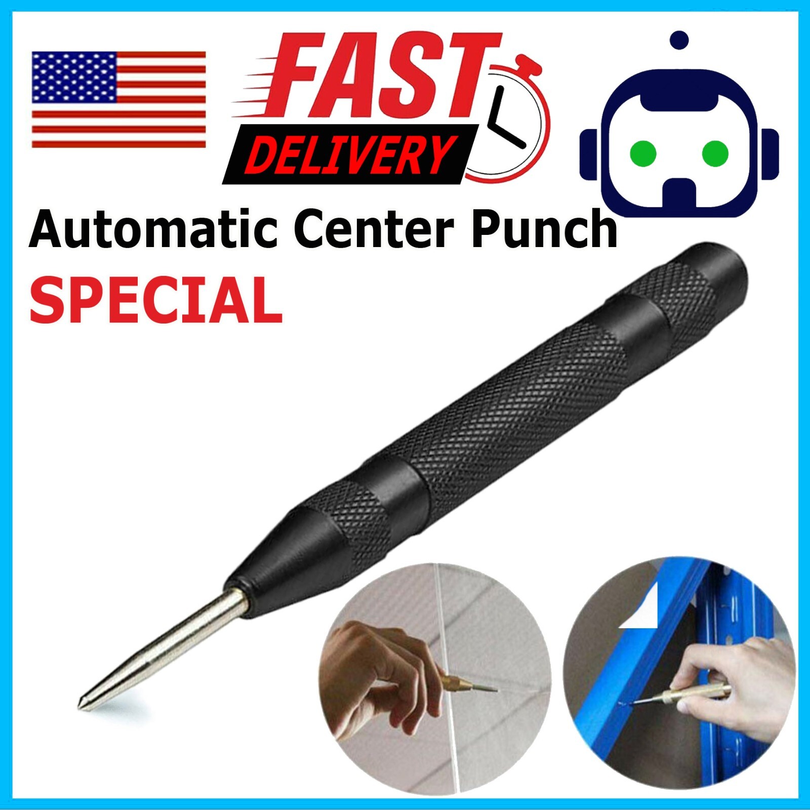 Super Strong Automatic Centre Punch Adjustable Spring Loaded Metal Drill TooL