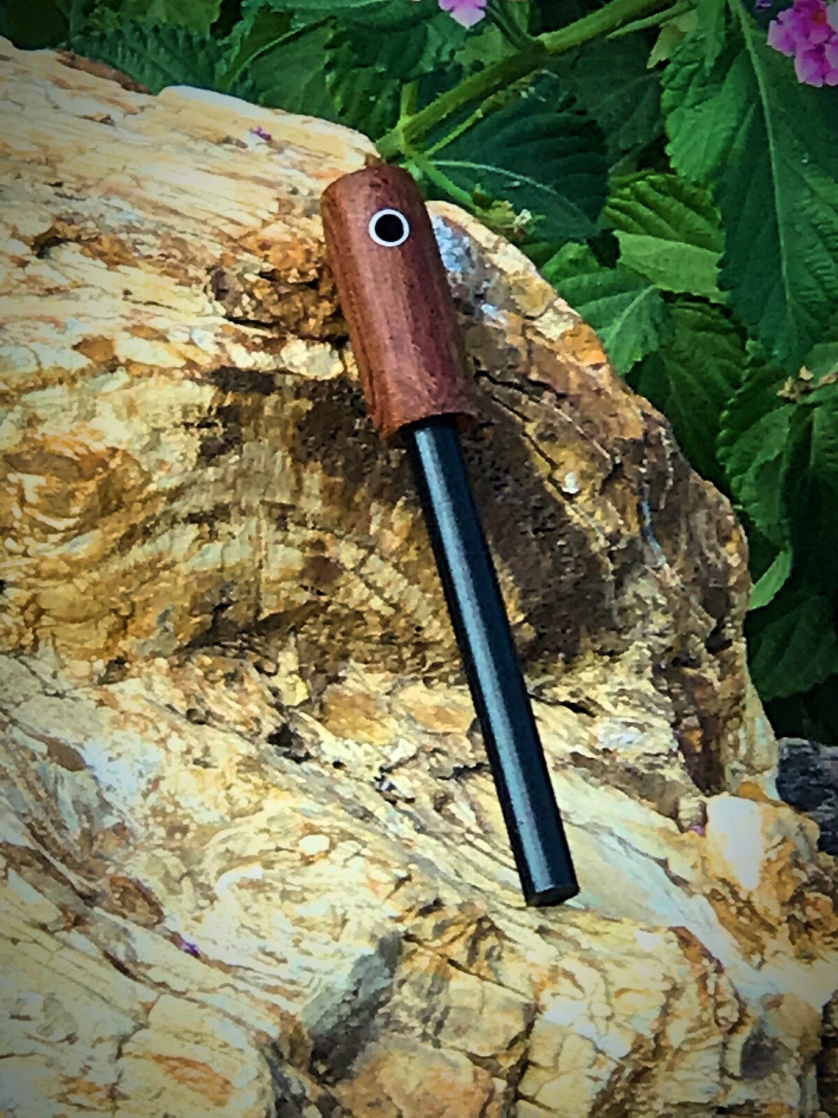 Natural Canvas Micarta Handle 3/8" Firesteel/Striker W/ Stainless Lanyard