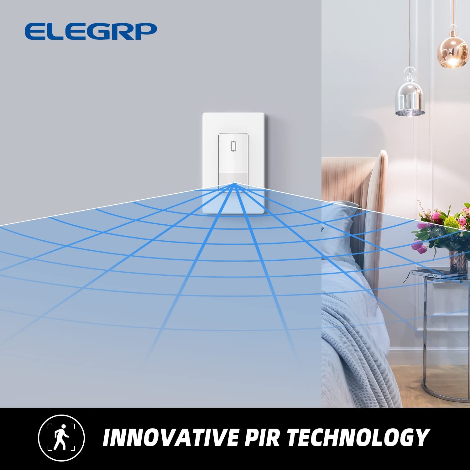 ELEGRP Matte White Single Pole Occupancy Motion Sensor Light Switch, Need Neu...