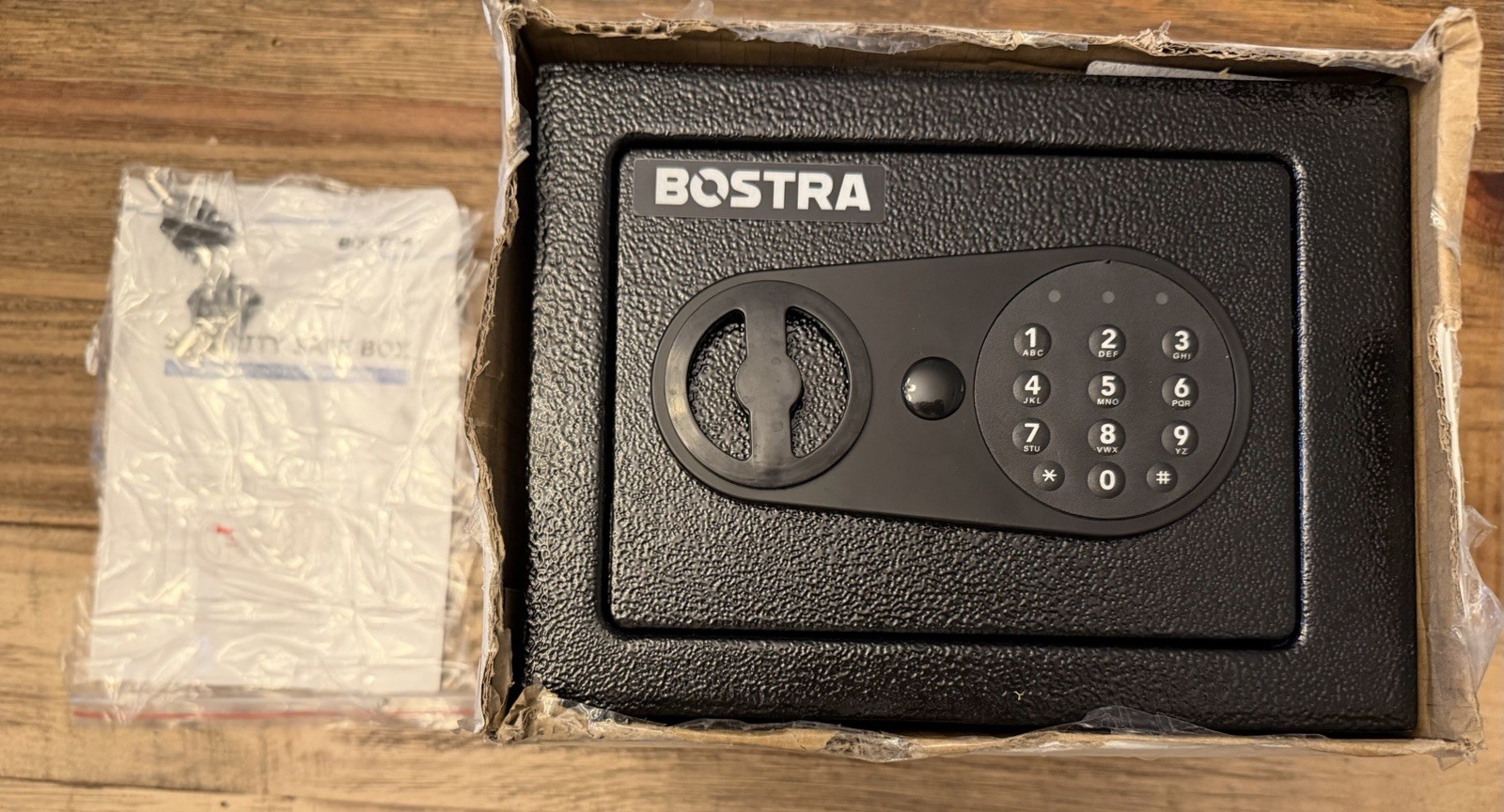 BOSTRA Digital Keypad Combination Key Safe Lock Box, Black Metal Small