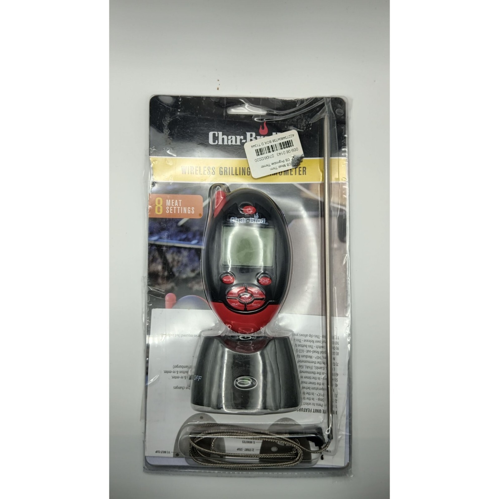 Meat thermometer 8 programmable settings alarm timer LCD 100ft easy to use