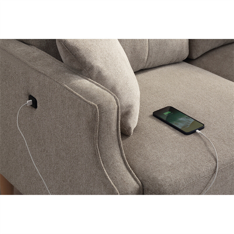 Living Space Sofa 2 Seater Loveseat With Waterproof Fabric & USB Charge