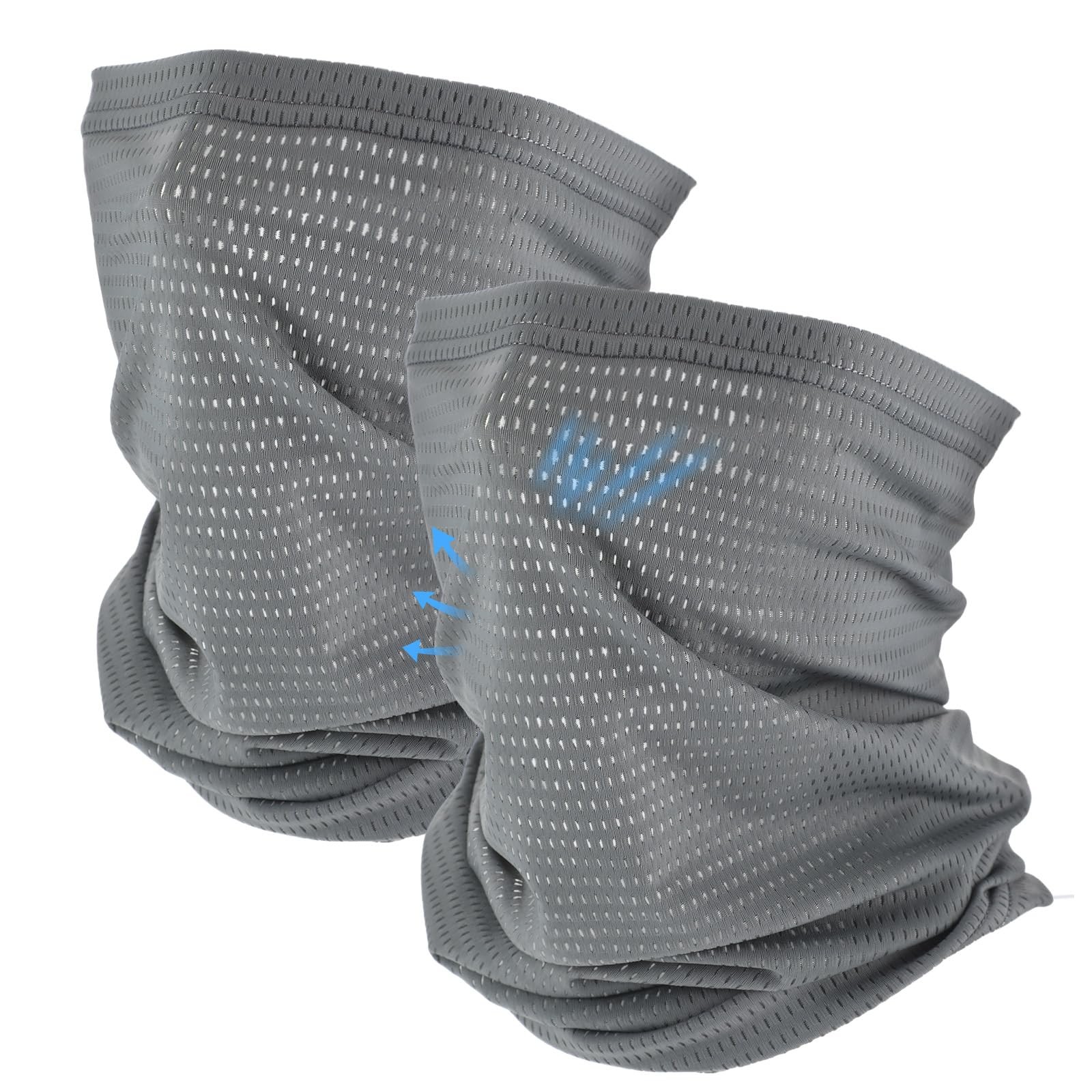 Geyoga 2 Pack Cooling Neck Gaiter Summer Breathable One Size, Dark Gray