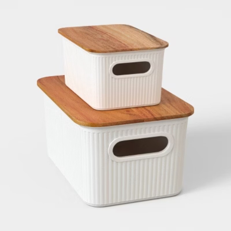 Desktop Storage Bins Set of 2 Cream