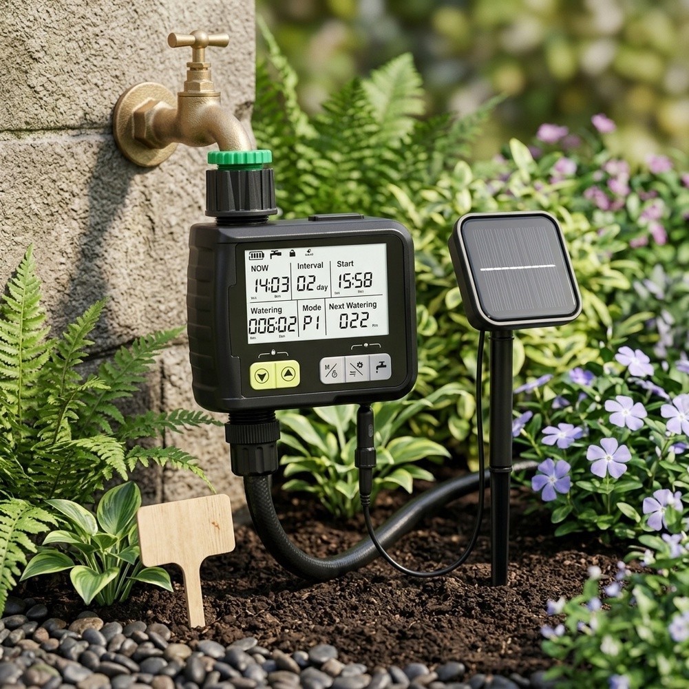 Waterproof Solar Drip Irrigation Timer with Rain Detection 13.5x11.2x5.5 cm