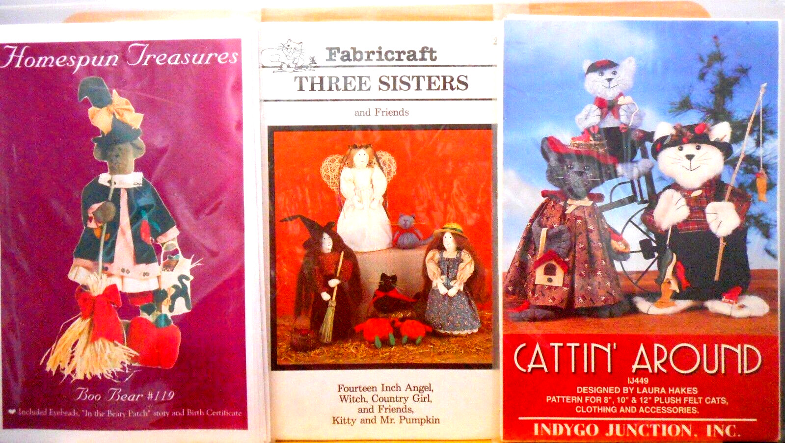 3 NEW Patterns-Halloween Boo Bear-3 Cats- Angel Witch Country Girl +-Decor #13