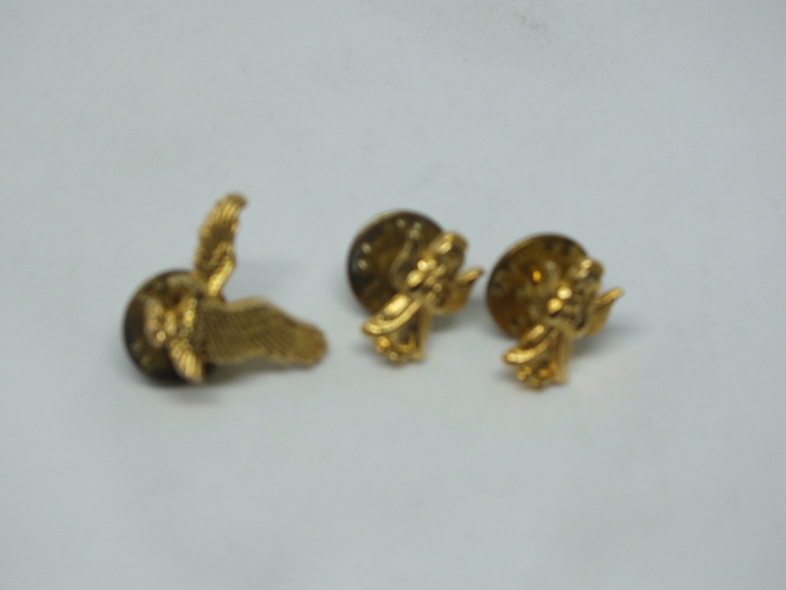 Beautiful Brooch Pin Set 3 Angels Eagle Gold Tone 1/2-3/4" CUTE