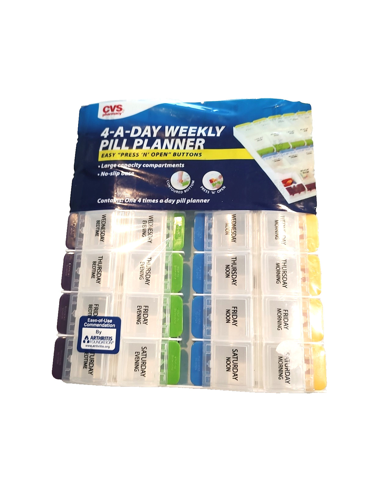 Weekly Pill Organizer 4-A-Day Medication Planner 28 Compartments Convenience New