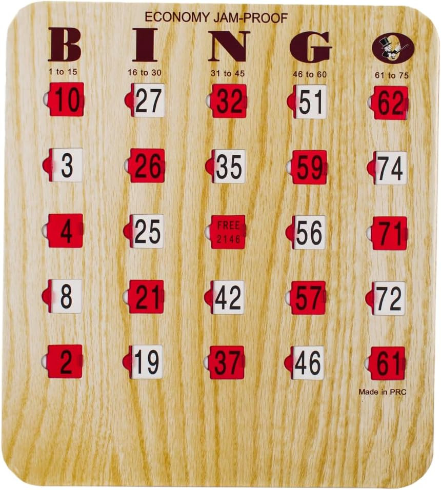 Jam-Proof Fingertip Slide Bingo Cards with Sliding Windows 10 Pack in Tan Style
