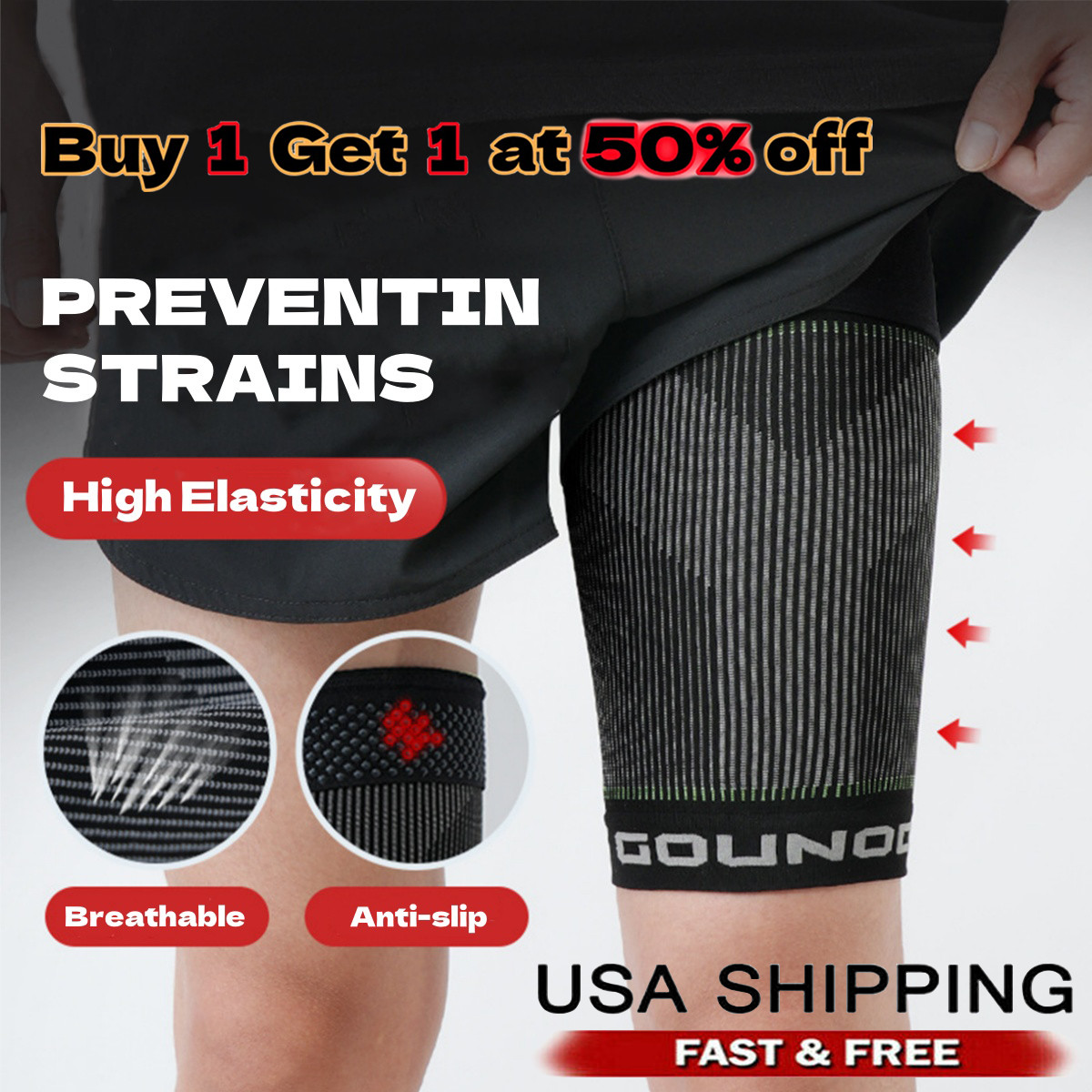 Compression Thigh Hamstring Support Sleeve Brace Sport Upper Leg Pain Relief Gym