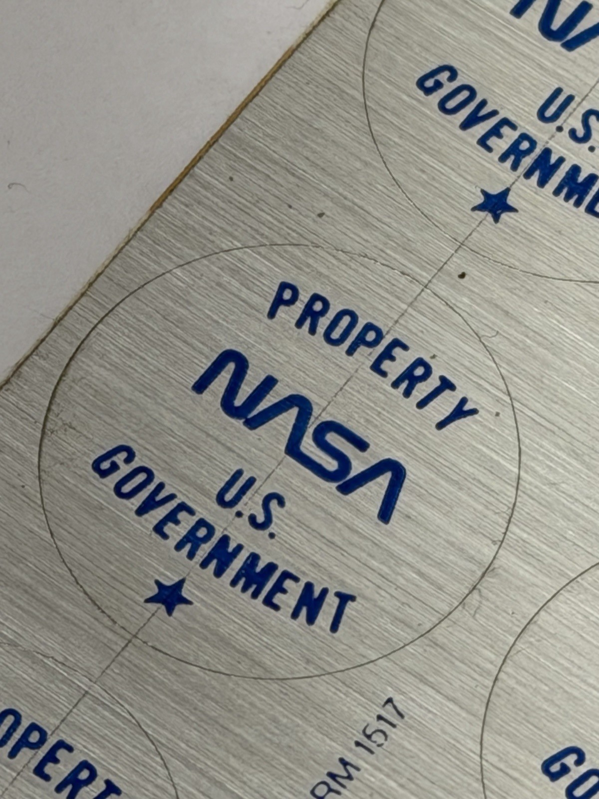 1970’s 10 NASA STICKERS “Property NASA U.S. Government” Genuine Form 1517 Apr 74