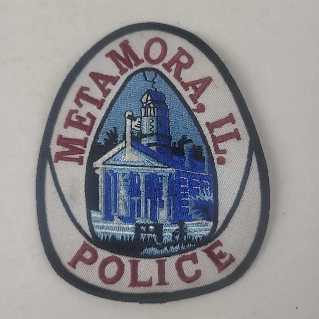 Metamora IL Police Badge Patch Courthouse Illinois Embroidered Blue Illinois