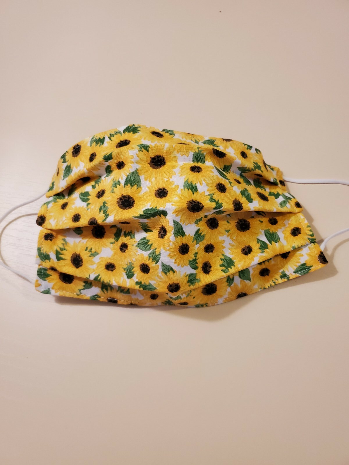 Adult Face Mask, Bright Sunflowers on White Background, Gold Flowers, Ukraine