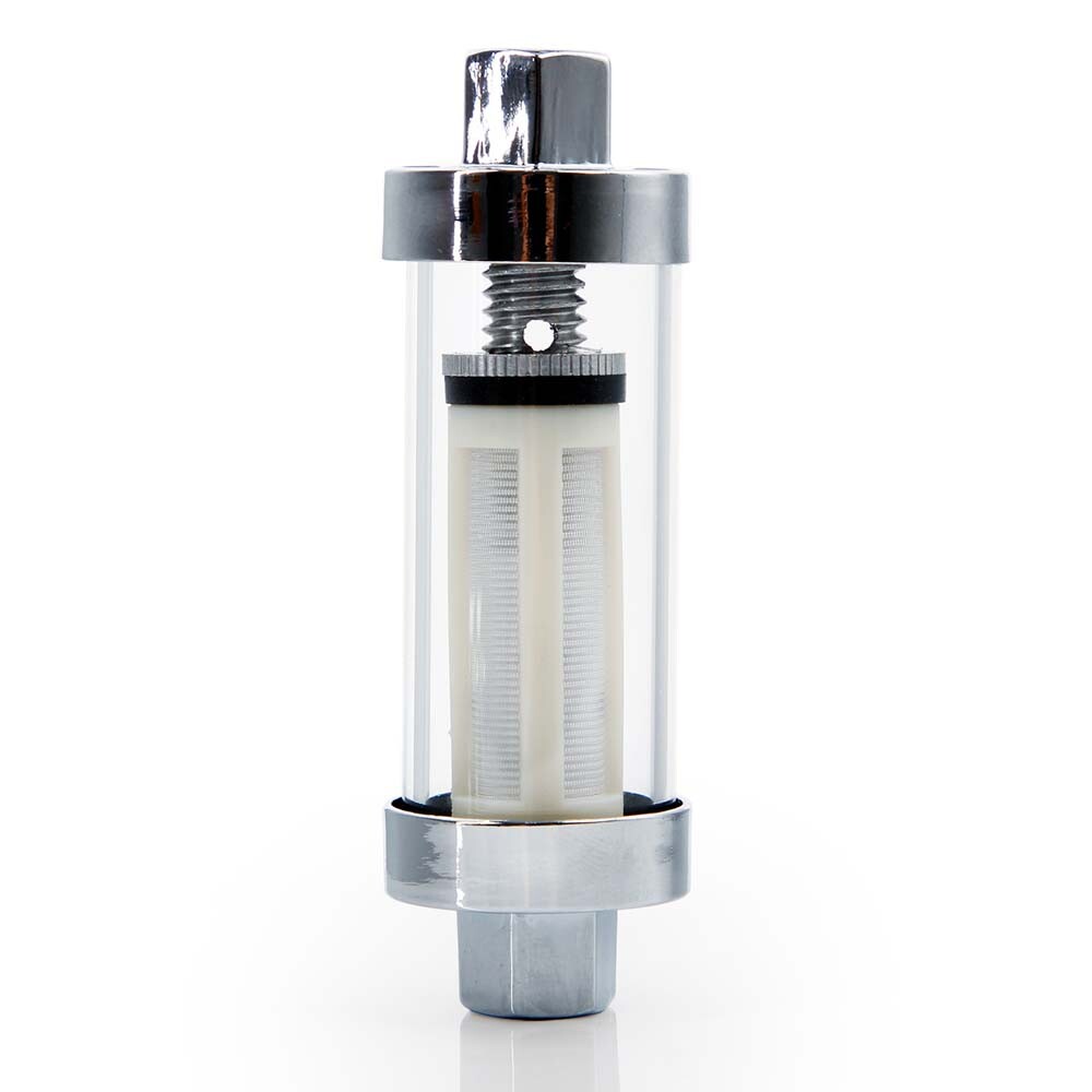 2PCS Universal 1/4" 5/16" 3/8" Chrome Glass Reusable Washable Inline Fuel Filter